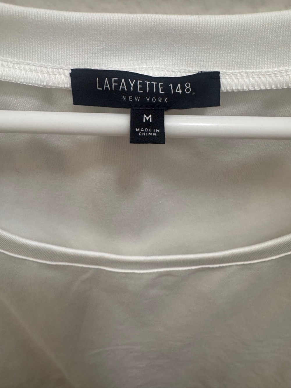 Lafayette 148 New York White Scoop Neck Tank, Size Medium - Picture 3 of 4